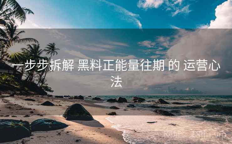 一步步拆解 黑料正能量往期 的 运营心法